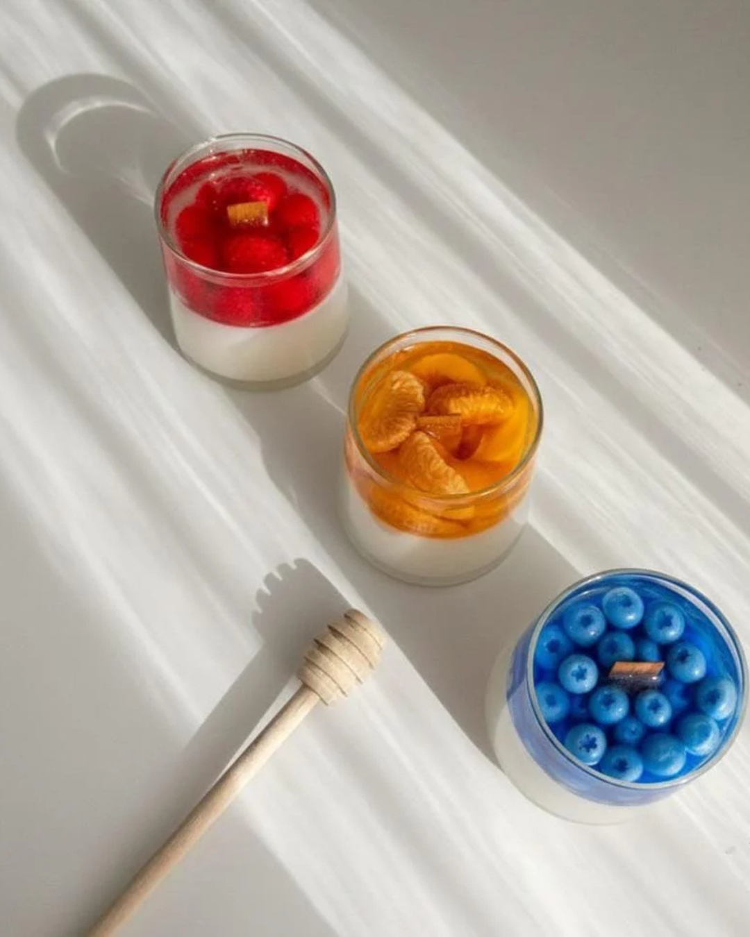 Hand-Poured Fruit Parfait Jelly Candle with Wood Wick
