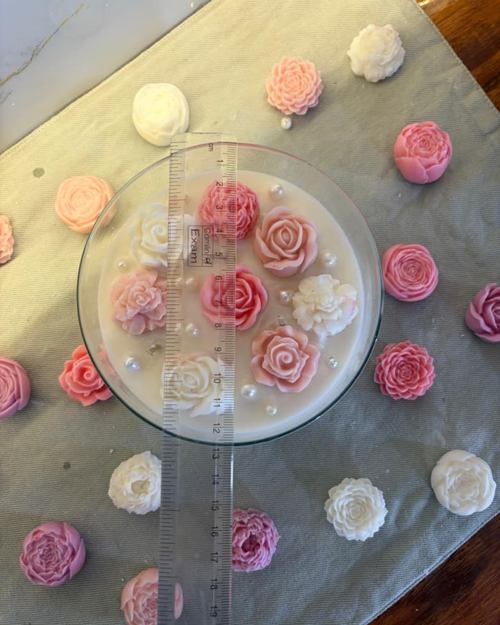 Blush Bloom Floral Glass Bowl Candle