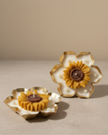 Handcrafted Sunflower Blossom Wax Melt Candle with Gold Scalloped Edge