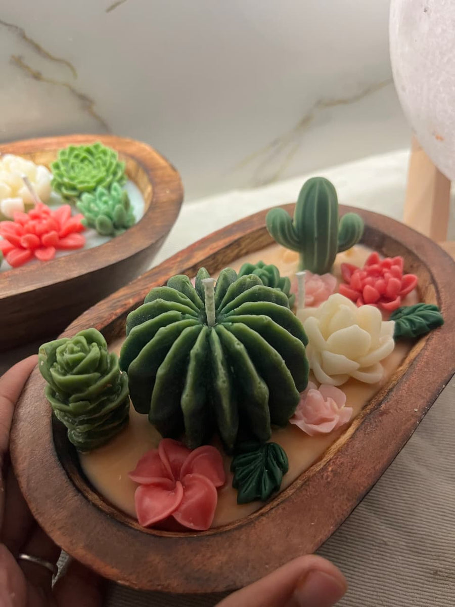 Petite Serenity Floral Boat Candle