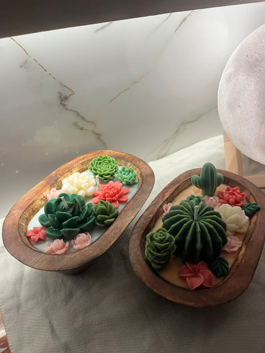 Petite Serenity Floral Boat Candle