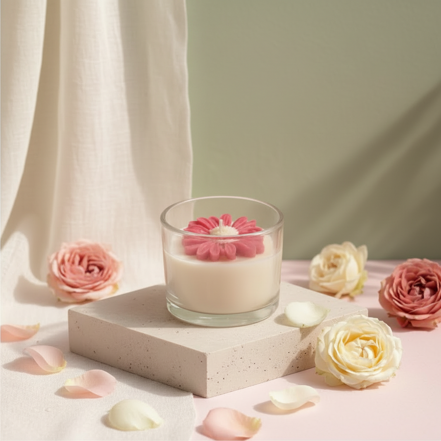 Blush Bloom Glass Candle