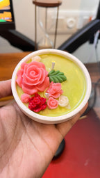 Floral bloom ceramic candle